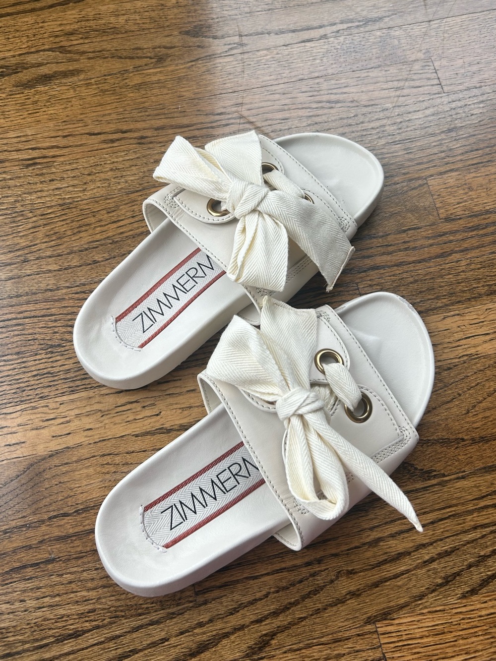 Zimmerman Ivory Bow Slide Sandals